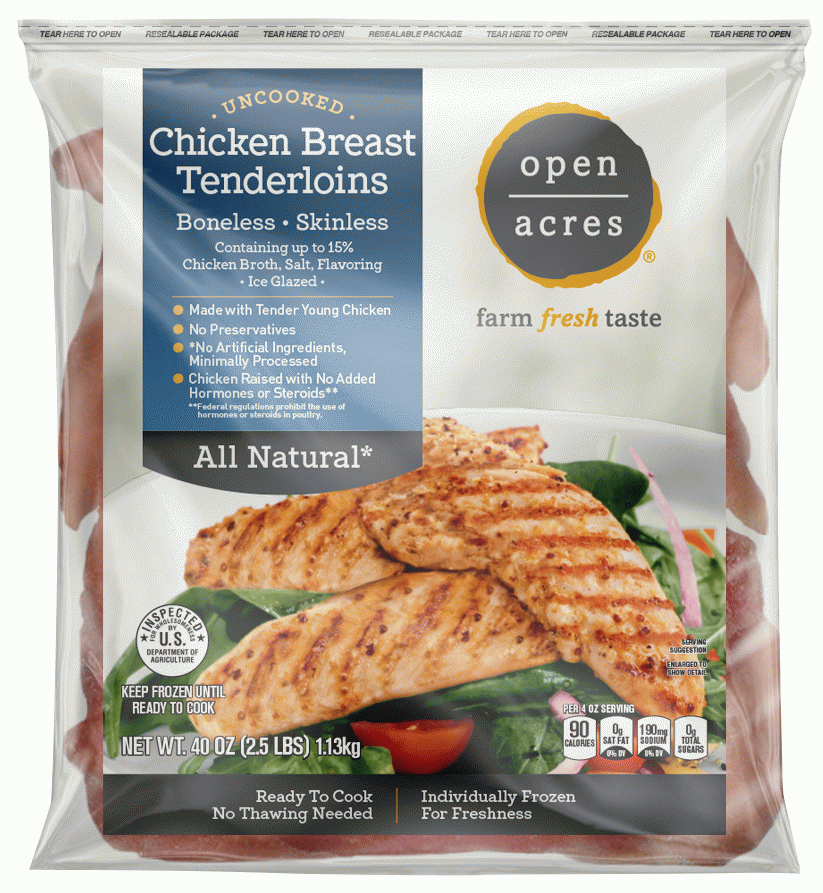 Open Acres  chicken breast tenderloins, ready to cook, frozen Full-Size Picture